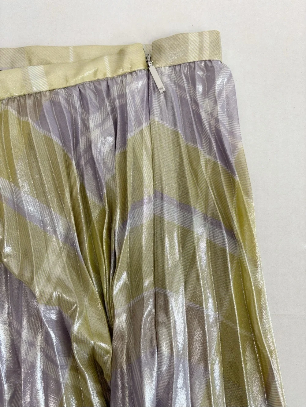 Lauren Ralph Lauren Checked Plaid Pleated Georgette Skirt Size 8